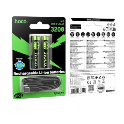 АКБ  HOCO JA3 usb-c 1,5V 3200mAh  (2 шт цена) купить оптом | cifra-spb.ru