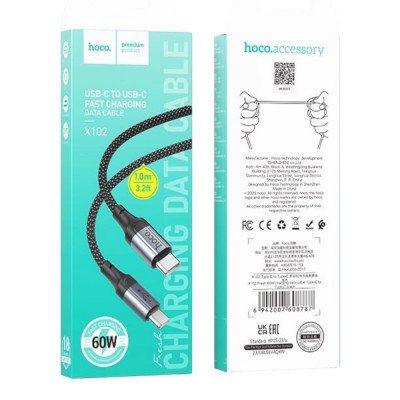 Кабель hoco X102-008-008 Type-c Type-c 60W купить оптом | cifra-spb.ru