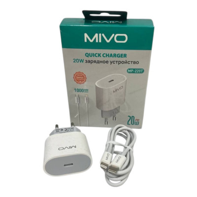 СЗУ+кабель MIVO MP-220T Type-c Laghting 20W купить оптом | cifra-spb.ru