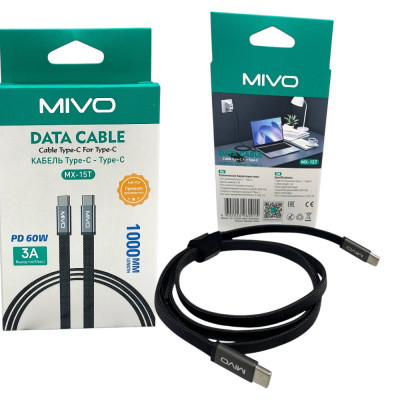 Кабель  MIVO-MX15T Type-c Type-c 60w купить оптом | cifra-spb.ru