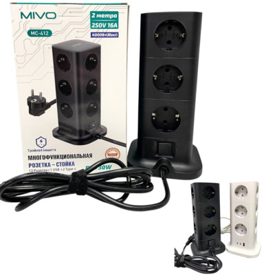 MIVO MC-412-1usb 2Tpe-c 12розеток купить оптом | cifra-spb.ru