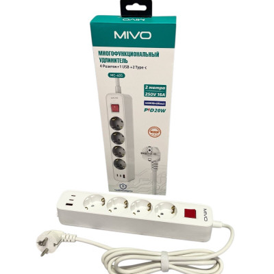 MIVO MC-405-1usb 2Tpe-c 4розеток купить оптом | cifra-spb.ru